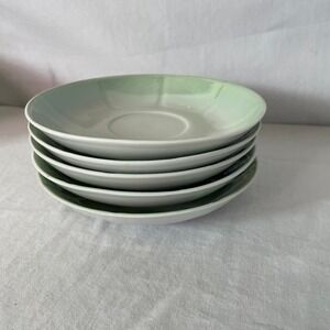 Vintage Zeh Scherzer Bavaria Germany Saucers Set of 5 Light‎ Green Trim